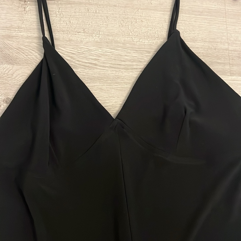 Norma Kamali Black V Neck Wide Leg Spaghetti Strap Jumpsuit Large - Picture 2 of 9